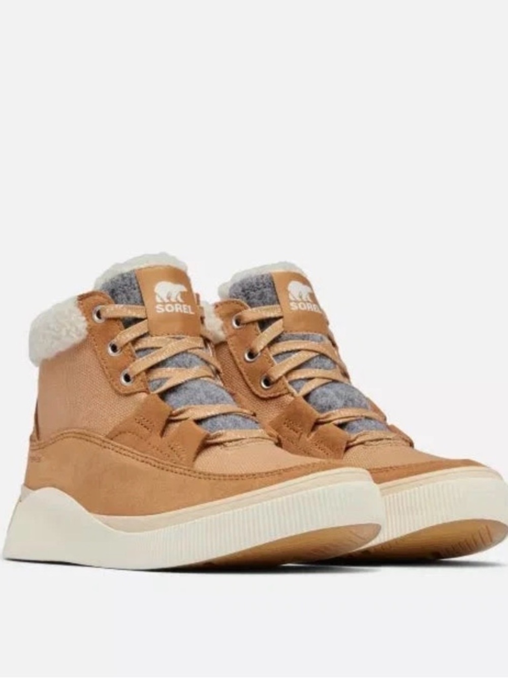 Sorel Women's Out N About IV Waterproof Mid Sneakers Tawny Buff, Honey White